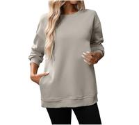 SYDUZAX Oversized Sweatshirt Women Fleece Lined Jumper Ladies Auumn Winter Warm Pullover Sweaters Round Neck Solid Color Plush Sweatshirts Casual Tunic Tops for Leggings Loose Blouse