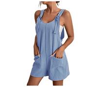 SYDUZAX Summer Jumpsuit for Women UK Scoop Neck Short Dungarees One Piece Casual Sleeveless Overall Shorts Stretchy Petite Short Jumpsuit Rompers All in One Playsuits Ladies Baggy Jumpsuits