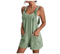 SYDUZAX Summer Jumpsuit for Women UK Scoop Neck Short Dungarees One Piece Casual Sleeveless Overall Shorts Stretchy Petite Short Jumpsuit Rompers All in One Playsuits Ladies Baggy Jumpsuits