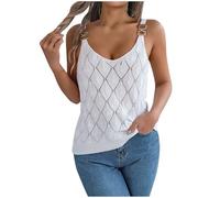 SYDUZAX Tank Tops Women UK,Ladies Crochet Tops Hollow Out Crewneck Knit Camisoles Casual Sleeveless Vests Summer Tshirt Holiday Casual Blouses Tees Cami Vest Tops Elegant Going Out Tops