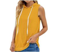 SYDUZAX Vest Tops Women UK Oversized Sleeveless Hoodies Solid Hooded Sweatshirts Loose Fit Pullover Sports Gym Vests Tank Tops Womens Blouse Shirts Plus Size Summer Casual Running Fitness Sportswear