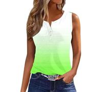 SYDUZAX Vests Tops for Women Sleeveless Tank Gradient Button Round Neck Sports Tank Top Ladies Summer Tops Loose Blouse Tunic T Shirt Tees Cami Vest Going Out Party Elegant Casual Shirts Size 8-16