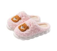 SYDUZAX Women Memory Foam House Slippers Comfy Faux Fur Lined Winter Warm Slippers Cute Animal Fluffy Bedroom Indoor House Shoes Teddy Bears Slide Shoes Fuzzy Plush Fleece Lined Anti-Skid Slipper