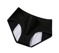 SYDUZAX Women Period Underwear Leakproof Menstrual Period Pants Cotton Knickers Ladies Mid Rise Briefs Comfy Hipster Panties Postpartum Protective Briefs Breathable Stretch Underpants Black