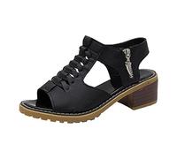 SYDUZAX Women's Block Heel Sandals Wedges Walking Sandals Side Zipper Retro Shoes Hikking Walking Traveling Shoes Black Chunky Sandals Fish Mouth Slingback Summer Sandals Ankle Strap Summer Shoes