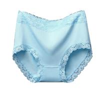 SYDUZAX Women's High Waist Knickers Lace Briefs Tummy Control Cotton Underwear Full Back Coverage Panties Soft Stretch Briefs Basic Knickers Breathable Comfy Maxi Briefs Light Blue