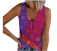 SYDUZAX Womens Knitted Vest V Neck Sleeveless Tank Top Sale Clearance 2024 New Knitted Tank Tops Printed Elegant Tops Tshirt Button Tee Blouses Ladies Sleeveless Stretch Tee Shirts for Summer