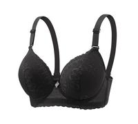 SYDUZAX Women's Push Up Bra Floral Lace Underwired Bra with Adjustable Straps Sexy Deep V Lift Up Bra Padded Plunge Comfort Everyday Bra Gathered Comfortable Breathable Underwear Ladies Black