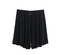 SYDUZAX Women's Pyjama Shorts Super Soft Modal Cotton Lounge Shorts Stretchy Sleeping Bottoms Wide Leg High Waist Casual Pants for Lounge Gym Running Ladies Shorts Size M-XXL Black
