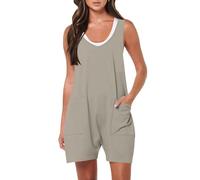 SYDUZAX Womens Short Jumpsuits UK Ladies Summer Romper All in One Petite Jumpsuit Sleeveless Casual Romper Shorts Overalls Baggy Beach Holiday Vacation Playsuits Party Strap Dungarees Pocket