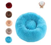 SYDXGD Calming dog bed,Cat bed,Donut dog bed,Furry Cat Donut,Furry Cat Bed, Washable Anti-Anxiety Fluffy Pet Bed,Warmth and Relaxation, Machine Washable (60×60cm, 23.7"×23.7",Blue)