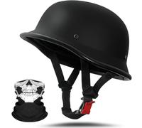 SYEBVTQ Motorcycle Half Helmet, ECE Approved German Skull Cap Adult Men Women Retro Open Face Half Shell Helmet, with Adjustable Quick Release Buckle, for Bicycle Cruiser Scooter Chopper