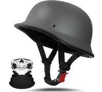 SYEBVTQ Motorcycle Half Helmet, ECE Approved German Skull Cap Adult Men Women Retro Open Face Half Shell Helmet, with Adjustable Quick Release Buckle, for Bicycle Cruiser Scooter Chopper
