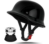 SYEBVTQ Motorcycle Half Helmet, ECE Approved German Skull Cap Adult Men Women Retro Open Face Half Shell Helmet, with Adjustable Quick Release Buckle, for Bicycle Cruiser Scooter Chopper