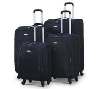 Syed JEE Soft Sided 4 Pieces Expandable Luggage | 4-Wheel Spinner Suitcase | Durable and Quality Soft Shell Trolley (Black)