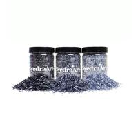 Syedra Broken Crushed Glass Glitter 1-3mm Set of 3,Crushed Glass for Crafts Epoxy Resin Craft Supplies Nail Art DIY 1LB (Black)
