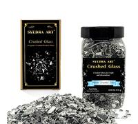 Syedra Crushed Glass for Crafts,Glitter Crushed High Luster Chips, Broken Glass Pieces, 3-6mm, 410G (Mirror Crushed Glass)