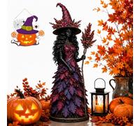 Syeefula Enchanted Autumn Witch Figurine, Halloween Tabletop Statue (S-Midnight Bloom)