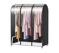 Syeeiex 4ft Translucent Clothes Rail Cover with Double Strong Zipped 50" Dustproof Cover Protective Zip Cover for Hanging Garment, Cover For Clothes Rail, 182 x 152 x 50 cm, Black & Transparent