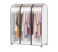 Syeeiex 4ft Translucent Clothes Rail Cover with Double Strong Zipped 50" Dustproof Cover Protective Zip Cover for Hanging Garment, Cover For Clothes Rail, 127 x 152 x 50 cm, White & Transparent
