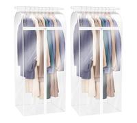 Syeeiex 5ft Clothes Rail Cover for Hanging Clothes Clear Garment Rack Cover Hanging Garment Bags for Storage for Coats Long Dress Gown Storage - 2 Pack