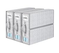 Syeeiex Bed Sheet Organiser and Storage 3 Pack, Foldable Linen Wardrobe Organiser with Window and Label, Bedding Folder Under Bed Storage with Zip for Blanket, Duvet Cover Set, Flavenly Set - Grey