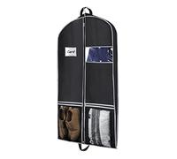 Syeeiex Garment Bags Clothes Cover Breathable Suit Protector Bags with 2 Large Mesh Pockets and PVC Card Holder for Wardrobe and Travel Dustproof, Black