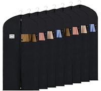 Syeeiex Garment Bags Dress Bag [8 pcs] Clothes Cover Protector Bags with Transparent Window Non-Woven Coat Bags for Wardrobe and Travel, 60 x 152cm (24" x 60") Black