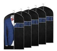 Syeeiex Hanging Garment Bags for Storage 101cm Breathbale Suit Cover for Closet Dust Poof Suit Cover Protector with Zipper for Suit Coat, Jacket, Black,Set of 5