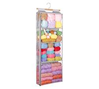 Syeeiex Hanging Yarn Storage Organiser with 4 Large Pockets, Clear Knitting Organiser Storage with Zippers for Crochet Lovers, Yarn Stoarge bag with Over-Door Hooks for Knitting Needles Crochet Hook