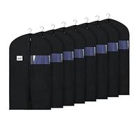 Syeeiex Suit Bags Clothes Covers with Transparent Window [8 pcs] Non-Woven Suit Carrier Protector Garment Bags Jacket Covers for Wardrobe and Travel, 60 x 100cm (24" x 40") Black