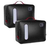 Syeeiex Travel Vacuum Bags with Built-in Pump, Large Vacuum Storage Bag | Waterproof Ripstop Oxford, Type-C Charging, Clear Window for Suitcase Backpack, Carry-On Space Saver Vacuum Bag Black 2 Pack