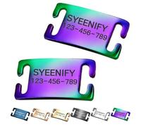 SYEENIFY Personalized ID Tags for Dog and Cat, Silent Slide On Pet ID Tags, Custom Engraved Dangle-Free Dog ID Tag for Collar, 4 Sizes Suitable for Your Current Collars (Rainbow)