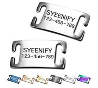 SYEENIFY Personalized ID Tags for Dog and Cat, Silent Slide On Pet ID Tags, Custom Engraved Dangle-Free Dog ID Tag for Collar, 4 Sizes Suitable for Your Current Collars (Silver)