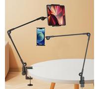 Syehsyeh Phone Stand for Desk Flexible Arm Clamp Clip Phone Mount Bed Phone Holder Laying Down for Filming Compatible with15 Pro 14 Max/Plus or Other 4"-7" Devices V05