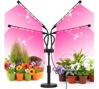 SYEIORAOM Grow Lights for Indoor Plants, Four Head LED Grow Light with Full Spectrum & Red White Spectrum for Indoor Plant Growing Lamp, Adjustable Gooseneck, Suitable for Plant(Four-head plant light)