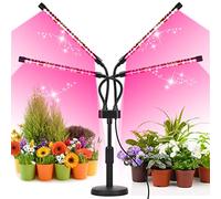 SYEIORAOM Grow Lights for Indoor Plants, Four Head LED Grow Light with Full Spectrum & Red White Spectrum for Indoor Plant Growing Lamp, Adjustable Gooseneck, Suitable for Plant(Four-head plant light)