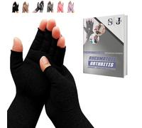 SyeJam Arthritis Gloves Fingerless- Rheumatoid Arthritis Compression Gloves for Pain Relief - Black (S) 1 Pair