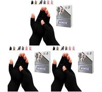 SyeJam Arthritis Gloves Fingerless- Rheumatoid Arthritis Compression Gloves for Pain Relief - Black (S) 1 Pair (Pack of 3)