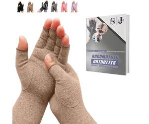 SyeJam Arthritis Gloves Fingerless- Rheumatoid Arthritis Compression Gloves for Pain Relief - Brown (M) 1 Pair