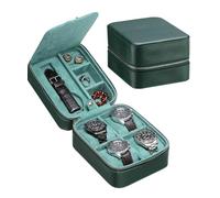 SYENS 5 Watch Travel Case Storage Box Organizer With 4 Compartment for Watch Strap/Jewelry/Tool, Top-Grain Genuine Leather Watches Carrying Box Zipper Closure (5+4 GR)