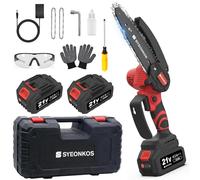 SYEONKOS Mini Cordless Chainsaw, Electric Cordless Chainsaw with 2 Chains& 2 * 4000mAh Battery, 6-Inch Small Chain Saw Power Tools for Cutting Trees, Cut Wood, Tree Trimming