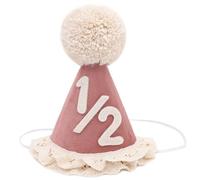 SYESQL 1/2 Birthday Cone Hat - Half Birthday Party Hat, Half Way to One Hats, 6-Month Cake Crush Photo Props, 6 Months Floral Party Supplies