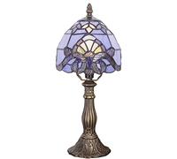 SYETL Small Tiffany Lamp Mini Accent Table Lamp Blue Purple Baroque Style Stained Glass Desk Memory Lamp Sympathy 6X14.6 Inch