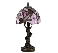 SYETL Small Tiffany Table Lamp Pink Dragonfly Style Stained Glass Desk Lamp Home Bedside Desk Light Mini Accent Desk Memory Lamp 8X15 Inch