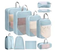 SYEXDZON Compression Packing Cubes, 8pcs Travel Organisers | Blue, Ultralight, Expandable, Oxford Fabric, Packing Cubes, for Suitcase, Backpack, Carry On Luggage