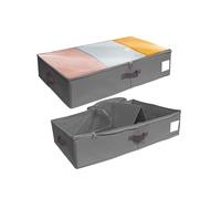 SYEXDZON Under Bed Storage Boxes with Sturdy Sidewalls Plate and Base Plate, 2pack Clothes Organisers with lids, PVC Window for Comforters, Duvets, Blankets, Shoes, Bedding (Grey, With base plate)