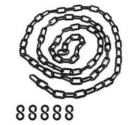 SYEYCW 1.5 Meters Black Plastic Chain, 6mm Plastic Links Fence, Safety Barrier Chain for Crowd Control with 5 Hooks, for Queue Lines, Parking, Fences, Gate, Concerts, Construction Site and Decoration