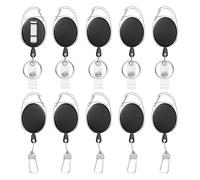 SYEYCW 10 Pcs Black Lanyard Extender, 2 Models Key Chain Badge Card Holders, Retractable Keychain with Keyring, Retractable Badge Reel Clips with Carabiner Belt Clip, for ID Card, Key Ring