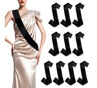 SYEYCW 10 Pcs Blank Sashes, Plain Satin Team Bride Sashes, Party DIY Accessory, for Wedding, Pageant, Homecoming, Graduation Ceremony, Hen Night Party, Birthday Decorations (Black)
